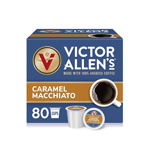 Café aromatisé au caramel macchiato Victor Allen, 80 dosettes, torréfaction moyenne, dosettes de café individuelles - Product Image 1