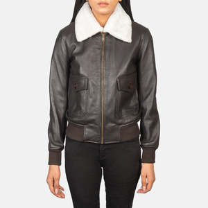 เสื้อแจ็คเก็ตบอมเบอร์กันลมหนังสีน้ำตาล Stella G-1 - Product Image 4