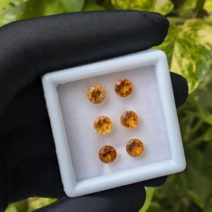 พลอยซิทรินทรงบริลเลียนต์คัท ขนาด 6 มม. สีเหลือง 6 เม็ด น้ำหนัก 0.8-1.5 กะรัต รับรองโดยผู้เชี่ยวชาญภายนอก แท้ 100% สำหรับทำเครื่องประดับ - Product Image 1