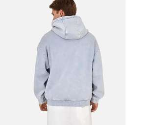 Sweat-shirt à capuche à manches longues surdimensionné délavé à l'acide avec logo personnalisé Sweats à capuche respirants et durables avec logo brodé pour hommes - Product Image 3