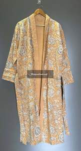 Floral Kantha Chaqueta acolchada unisex Ropa larga de invierno y Playa Cierre de cinturón de relleno de algodón transpirable - Product Image 6