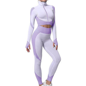 ชุดวอร์มออกกำลังกายเล่นโยคะสำหรับผู้หญิงผ้าบางระบายอากาศได้ดีเป็นมิตรต่อสิ่งแวดล้อมชุดกันลมติดโลโก้ตามสั่ง - Product Image 1