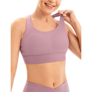 Soutien-gorge de sport tendance pour femme, maintien élevé, sans coutures, logo simple sur le devant, en Spandex/Nylon, fabriqué au Pakistan, nouveau design 2025 - Product Image 1
