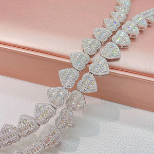 VVS Chaîne à maillons cubains en forme de fleur en zircon en argent 925 pour plaqué or blanc 14 carats certifié à la mode - Product Image 4