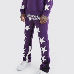 Survêtements vintage personnalisés pour hommes, délavés à l'acide, ensembles de survêtements évasés respirants 100% coton grande taille, broderie imprimée d'hiver - Product Image 4