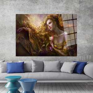 Arte Impreso en Lienzo: Decoración Moderna para Habitación de Niña con Mujer y Rosa, ARTE EN VIDRIO TEMPLADO - Product Image 1