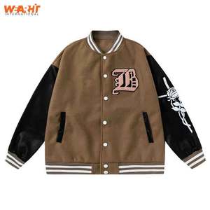 Veste universitaire pour homme de marque OEM avec patch en chenille, vêtements de rue, broderie en cuir de baseball, logo personnalisé, vestes universitaires d'hiver - Product Image 5