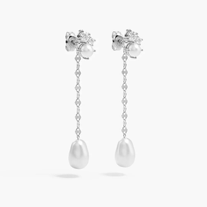 Boucles d'oreilles longues pendantes LOZRUNVE en argent sterling 925, perles baroques irrégulières élégantes et zircon, style vintage - Product Image 5