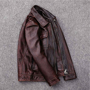 Nouvelle veste en cuir de vache véritable vieilli et délavé de qualité supérieure pour homme, style vintage, avec logo sur le devant - Product Image 3
