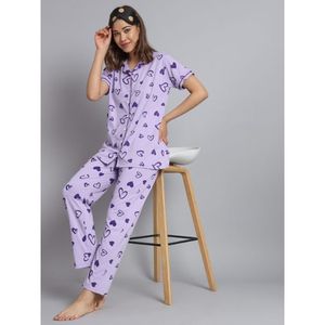 Ensemble pyjama court en coton floral de qualité supérieure pour femmes |   Été |   Design à fente |   Tissu respirant |   Vêtements ethniques décontractés - Product Image 1