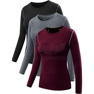 Women's Compression <b>Long</b> <b>Sleeve</b> Shirts - 3-Pack Athletic Yoga Running <b>Tops</b> Custom Manufacturer Exporter Suppliers <b>Workout</b> Shirt - Product Image 1