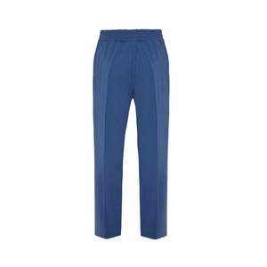 Pantalon en toile décontracté à taille élastique indigo, coupe décontractée - Product Image 3
