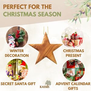 Adorno Navideño de Madera de Olivo Hecho a Mano, Estrella de 8 cm, Decoración para Árbol de Navidad, Venta al por Mayor desde Belén - Product Image 5