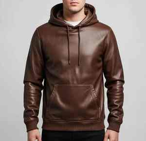 เสื้อฮู้ดไหมพรมหนังแท้คุณภาพสูง 100% สำหรับฤดูหนาว คอตั้ง ทรงหลวม ใส่ได้ทั้งชายและหญิง สีพื้น พิมพ์ลายดิจิทัล - Product Image 1