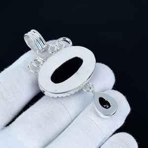 Pendentif en onyx noir, argent sterling 925 massif, fait main, unisexe, pour enfants et femmes, bijoux de créateur, antique, certifié IGI - Product Image 6