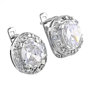 Boucles d'oreilles en argent 925 avec halo de zircon cubique pour femmes, produit cadeau - Product Image 3