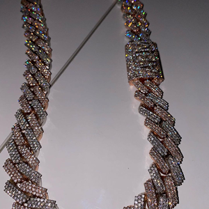 Chaîne cubaine hip-hop glacée Best Selling Iced Jewelz 16 mm, couleur D, moissanite taille brillant, plaqué or, argent sterling 925 - Product Image 6