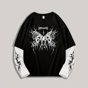 Poids lourd personnalisé 100% coton pull tricot thermique surdimensionné Double manches Streetwear impression à manches longues sweat hommes - Product Image 6