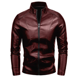 Veste pour hommes Automne Hiver Plus 8XL Taille Mode Hommes Vestes En Cuir Couleur Unie Fermeture Éclair Faux Cuir Casual PU Veste pour Hommes - Product Image 1