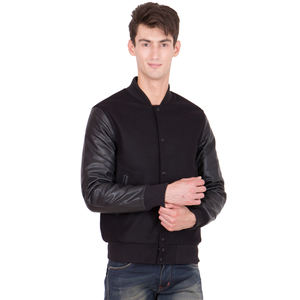 Chaqueta universitaria Letterman personalizada de fabricante OEM para hombre, tela de lana de alta calidad, Mangas de cuero de chenilla bordadas para invierno - Product Image 1