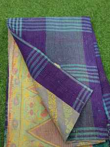 ผ้าห่มผ้าฝ้ายคันธาทำมือแบบวินเทจ ผ้าห่มสองด้านสไตล์เรโทร - Product Image 3