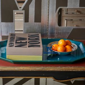 Plateau de laque teintée à la main de haute qualité Conception personnalisée Expédition rapide Fournisseur du Vietnam OEM Plateaux commerciaux décoratifs sans danger pour les aliments - Product Image 1