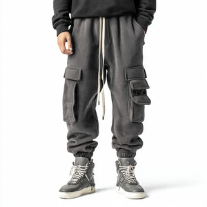 Cargo Baggy Jogger Fleece Men <b>Winter</b> Streetwear Mid Weight Fleece <b>Trouser</b> Pajama Outdoor Oversize Cargo Sweat Pants Men's - Product Image 1