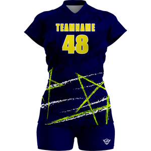 Ensemble de maillots de volley-ball personnalisés pour femmes, manches courtes, col en V, respirant, uniforme d'équipe, t-shirt de sport, shorts, vêtements de sport - Product Image 2