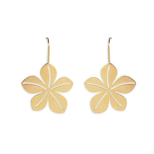 CUCOCUCA YXQ E354(2) Orecchini pendenti alla moda in acciaio inossidabile spazzolato dorato, a forma di fiore, ideali per la primavera/estate - Product Image 1