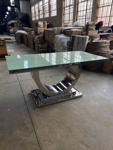 DreamLike Factory Modern Home Ensemble de table à manger en acier inoxydable avec cadre doré Meubles Table à manger de luxe Table de mariage - Product Image 2