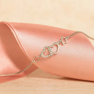 NOVAMART Fine Zarkan 925 <b>Silver</b> Fine <b>Charm</b> <b>Bracelet</b> with Heart Link Star Design Wholesale Export - Product Image 1