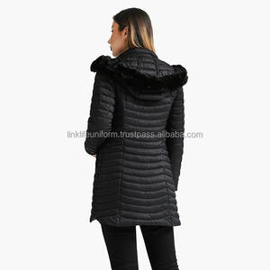 Parka acolchada ultraligera de Invierno para mujer, abrigos informales CON CAPUCHA DE PIEL Y ROPA de abrigo ligera cálida, Material de tela - Product Image 5