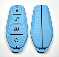 Étui de clé intelligent d'usine à quatre boutons en silicone pour BYD Yuan Plus Atto 3 Han EV, vert foncé texturé, housse de clé de voiture