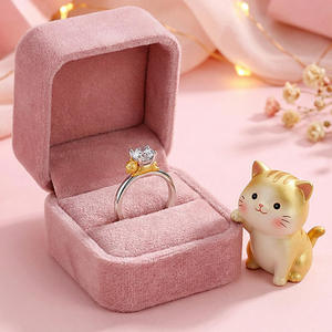 Jeulia Hug Me Cute Cat <b>Ring</b>-Resizable Gemstone <b>Ring</b> with Round Cut Stone Trendy Anniversary Jewelry - Product Image 4