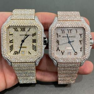 Luxury Iced Out Moissanite <b>Watches</b> Pair Gold Rose Gold Hip Hop Automatic Diamond <b>Wrist</b> <b>Watches</b> <b>for</b> <b>Men</b> - Product Image 3
