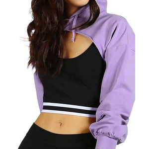 Sweat à capuche court pour femme léger en coton éponge français respirant Sweat à capuche Streetwear personnalisé pour femmes avec service OEM - Product Image 2