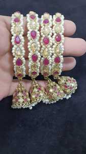 Bracelets traditionnels Kundan Latkan pour femmes bijoux de mariée faits à la main pour mariages et festivals - Product Image 2