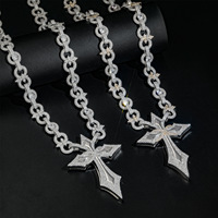 Herren Kubanische Gliederkette mit Funkelndem CZ-Kreuzanhänger Statement Hip-Hop-Schmuck Schneller Versand und Individuelle Verpackung