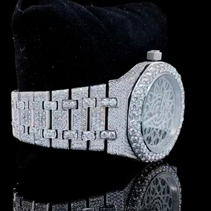 นาฬิกาสไตล์ฮิปฮอปสุดหรู ประดับเพชรโมอิสซาไนต์ระดับ VVS เต็มหน้าปัด พร้อมกลไกควอตซ์อัตโนมัติ สายสแตนเลสสตีล เหมาะสำหรับเล่นกีฬาและธุรกิจ - Product Image 2