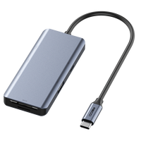 Recci Rh07 Aluminium PD 100W 7 in 1 Hub Docking Station Tipe C, Kabel Konverter USB-C ke Tipe C USB 3.0 untuk Laptop PC Komputer