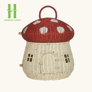Cesta de Almacenamiento de Mimbre Hecha a Mano con Forma de Hongo para Decoración de Habitación Infantil, Accesorio para Fotos, Bolso Infantil - Product Image 1