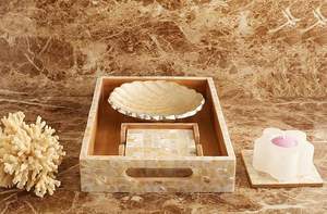 Sous-verre de luxe en nacre, style bohème, artisanal, écologique, finition incrustée de coquillages, pour une décoration intérieure exclusive - Product Image 3