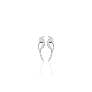 Boucles d'oreilles clous en argent sterling 925 faites à la main, motif oiseau, plaqué or, longue queue, bijoux minimalistes tendance pour femme, par un tiers - Product Image 2