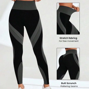 Women's Casual Seamless Yoga Leggings <b>Tummy</b> <b>Control</b> High Waist Quick Dry Soft Stretchy Breathable Gym Workout Pants - Product Image 4