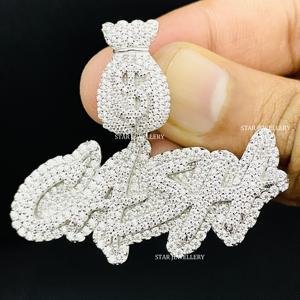 Colgante de Oro 10K con Letra Personalizada, Diamantes Naturales Redondos de Corte Brillante, Estilo Hip-Hop, Joyería Unisex con Engaste Personalizado - Product Image 1