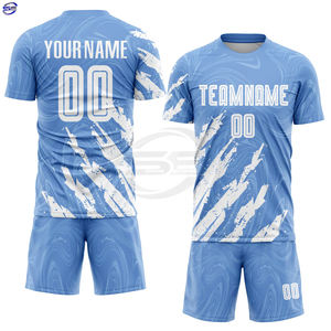 Jersey de fútbol de secado rápido, uniformes de fútbol de cuello redondo, conjuntos de camisetas deportivas para niños, ropa de fútbol para adultos con impresión de nombre al por mayor - Product Image 1