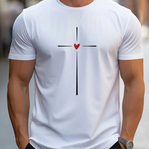 T-shirt décontracté pour homme, coupe classique, manches courtes, écologique, respirant, 100% coton/polyester - Product Image 1