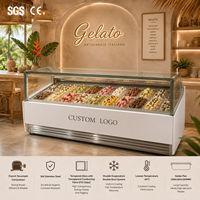 Vitrine à glaces italienne CE 304SS 24pan automatique à refroidissement par air et dégivrage de la vitre -20°C ° Vitrine Réfrigérée Congélateur pour Gelato