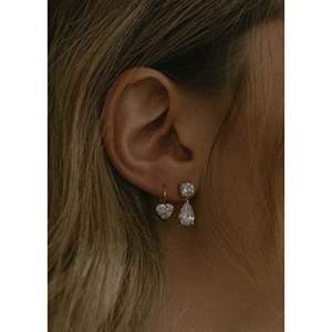 Rosette Black Rhodium Heart Shaped Diamond <b>Earrings</b> - Product Image 6