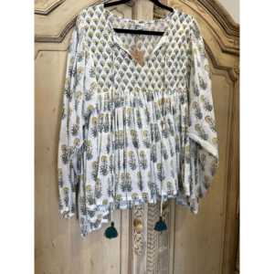 Blusa de Satén y Chifón Estilo Bohemio para Mujer, Estampado Floral, Logotipo Bordado, Talla Única XL, Transpirable, con Decoración de Encaje - Product Image 1